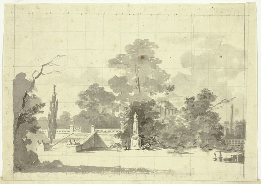 View of the Park at Versailles: Stairway with Two Pairs of Sphinxes — Pierre Antoine Mongin