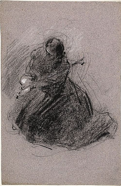 Saint Francis (recto); Two Figures (verso) — Jean Baptiste Carpeaux