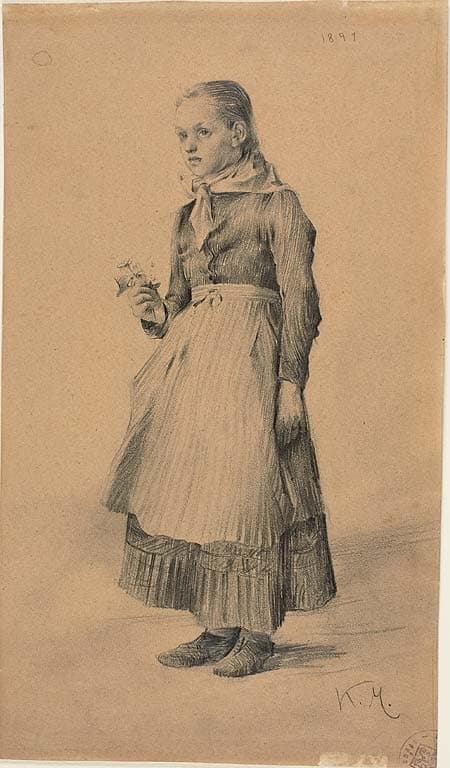 Girl in Peasant Dress (recto); Sheet of Sketches: Women and Girls (verso) — Karel Vitezslav Masek