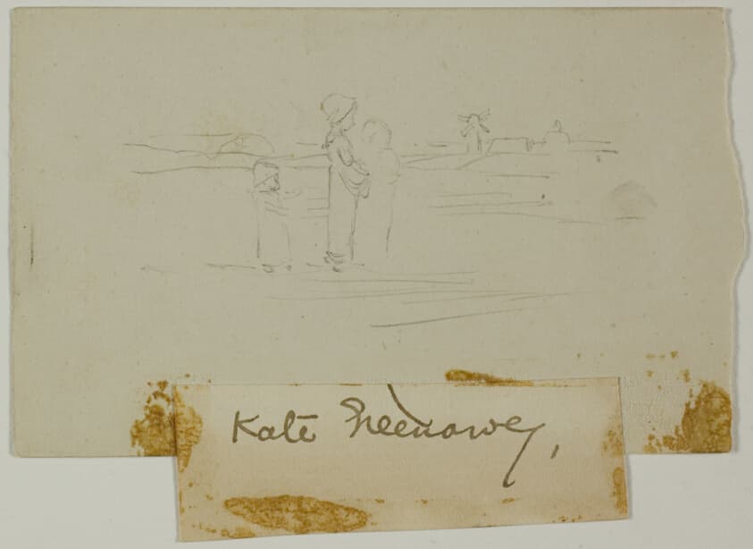 Three Figures in a Landscape with a Windmill — Kate Greenaway