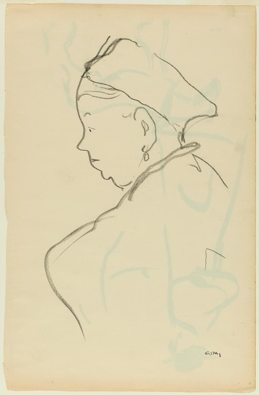 Bust of a Woman in Profile (recto); Sketches of a Walking Figure and a Horse (verso) — Albert Marquet