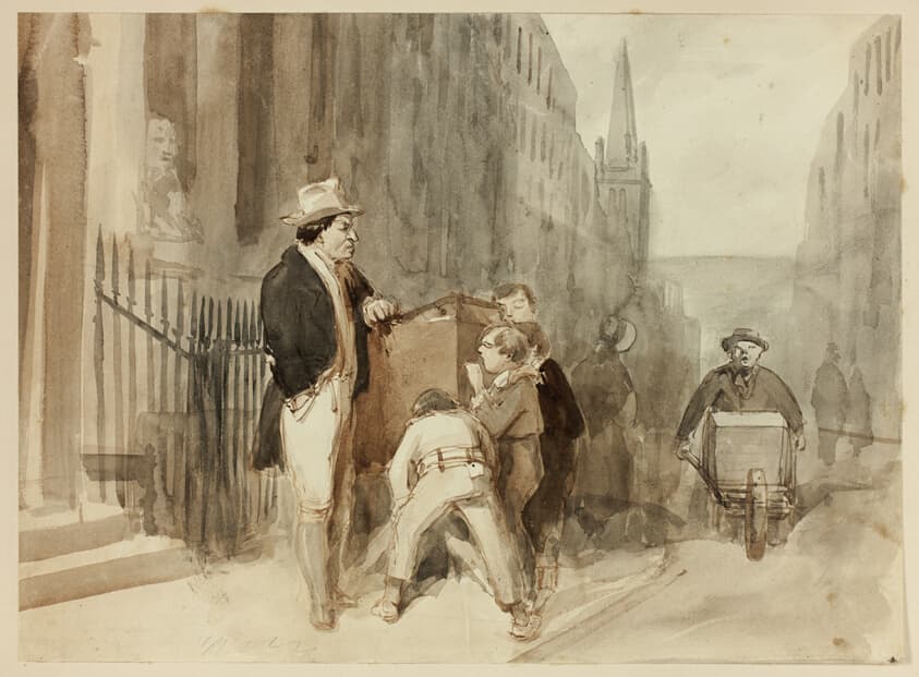 Boys at Peepshow in Street — Clarkson Stanfield
