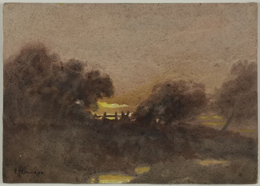 Landscape with Gate at Sunset — Hugh Huntington Howard