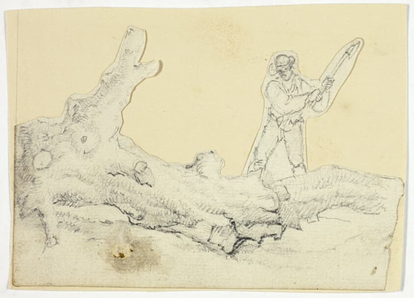 Woodsman Axing Fallen Tree — William Henry Pyne