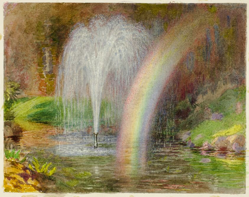 Rainbow in Pond with Fountain — Jabez Bligh