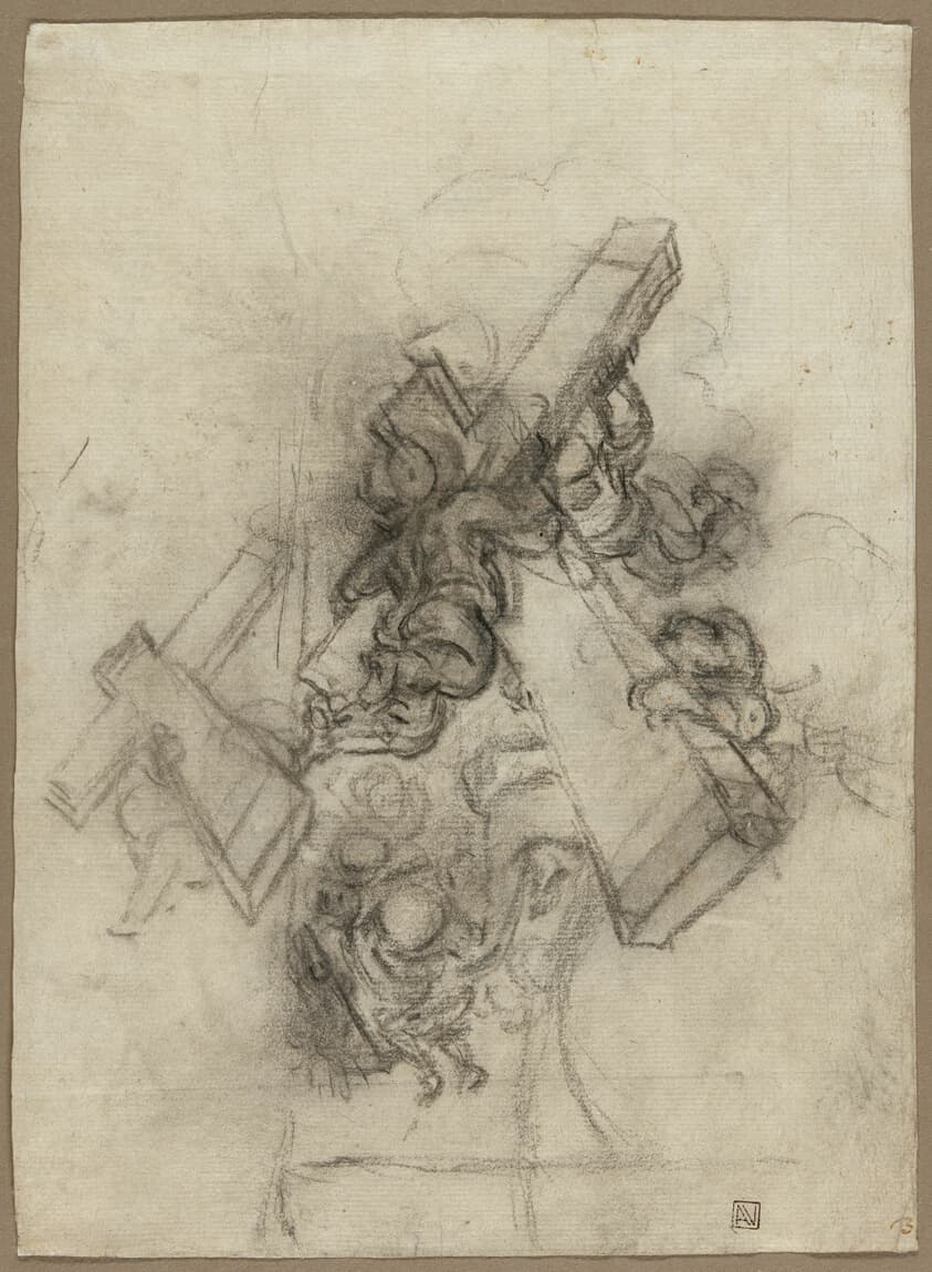 Putti Carrying the Cross (recto); Studies of a Hand (verso) — Gian Lorenzo Bernini