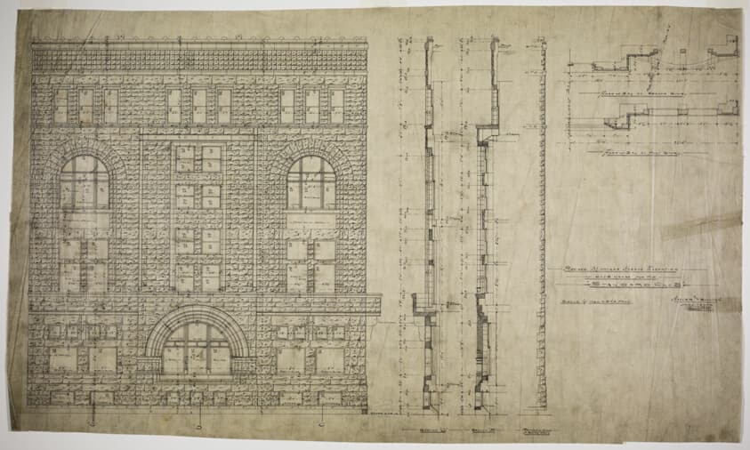 Standard Club, Chicago, Illinois, Revised Elevation and Details — Adler and Sullivan