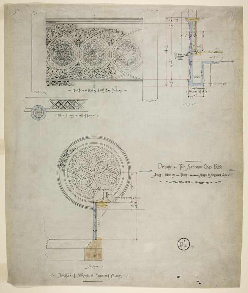 Addition and Alterations, Standard Club , Chicago, Illinois, Details — Adler and Sullivan