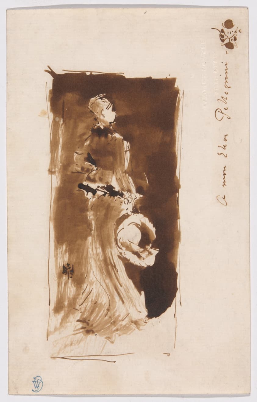 Sketch after "Arrangement in Brown and Black: Portrait of Miss Rosa Corder" — James McNeill Whistler