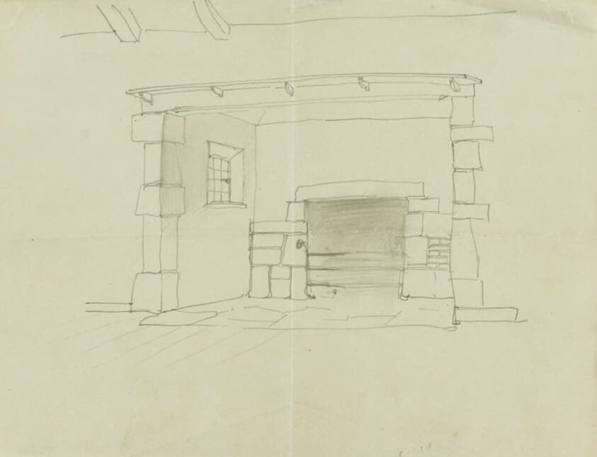 Ragdale House, Lake Forest, Illinois, Fireplace Sketch — Howard Van Doren Shaw