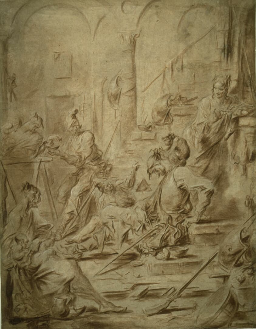 Picaresque Group with a Monkey and a Magpie — Alessandro Magnasco