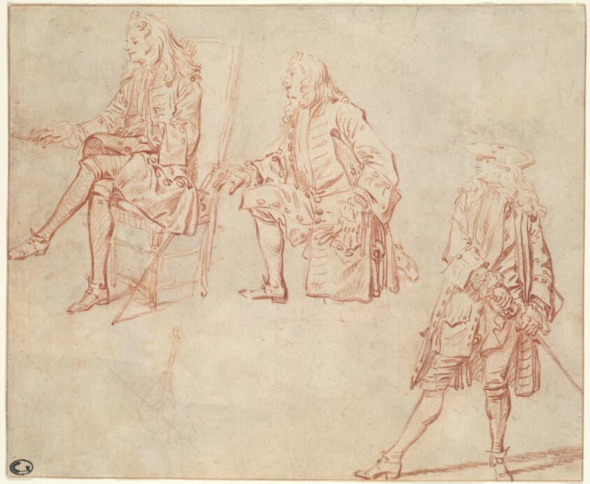 Three Studies of a Gentleman — Jean Antoine Watteau