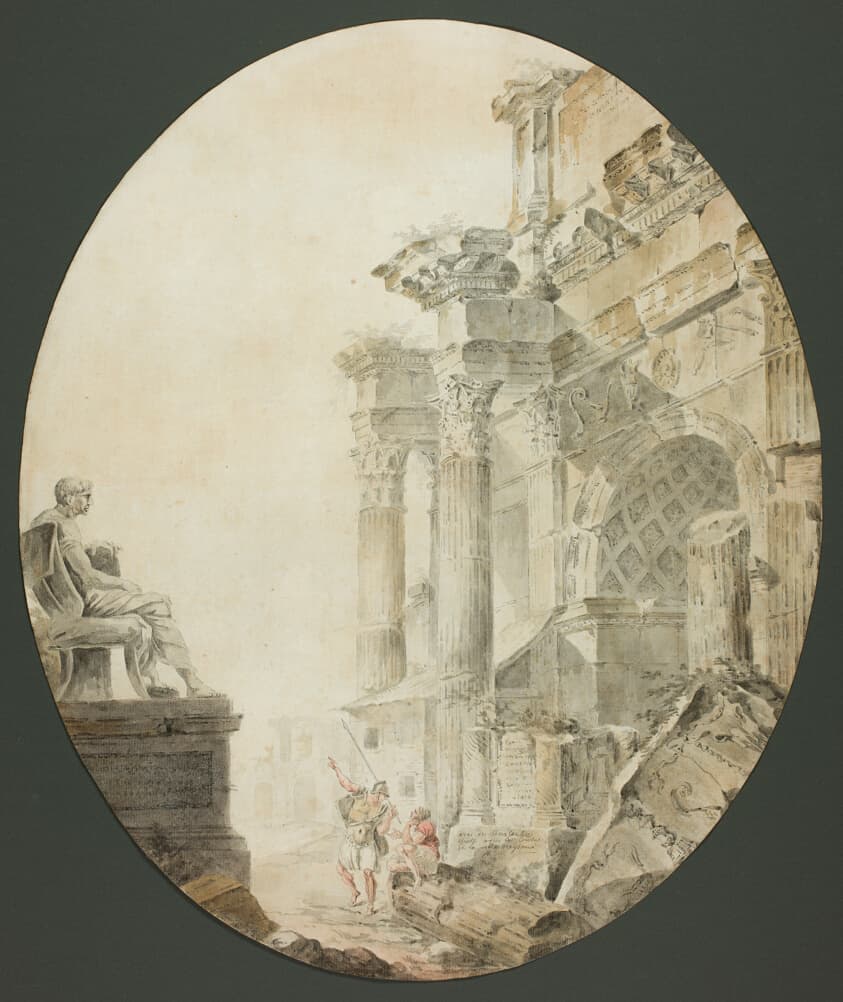 Arch of Constantine with Statue of Nero — Hubert Robert