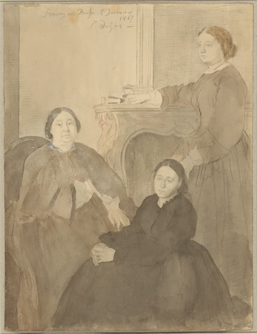 Mme. Michel Musson and Her Daughters, Estelle and Désirée — Edgar Degas