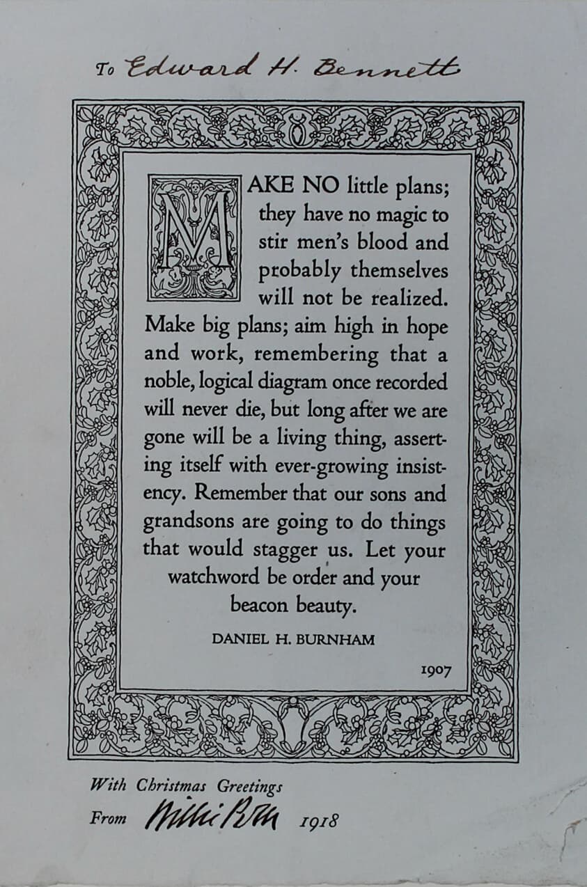 "Make No Little Plans...", Christmas Card — Daniel Hudson Burnham