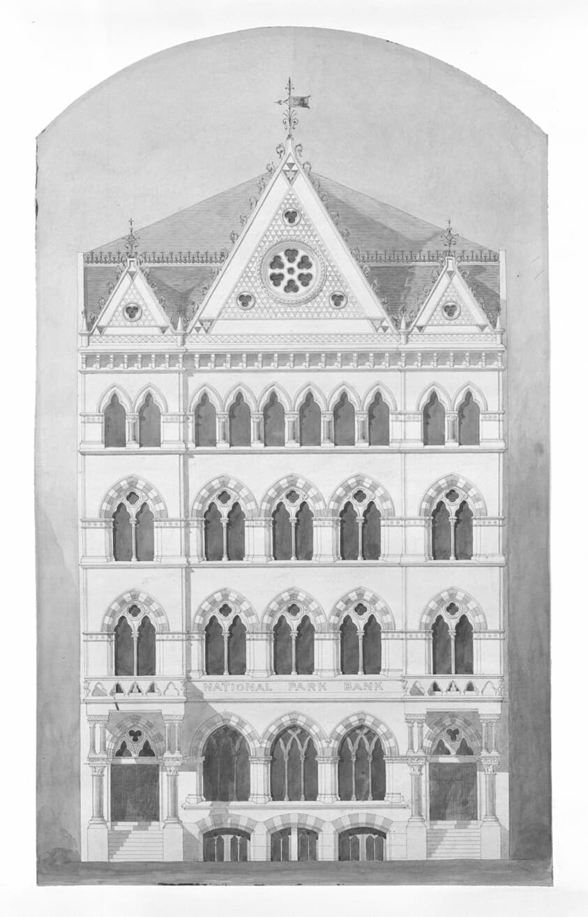 National Park Bank, New York City, New York, Competition Design Drawing — Peter Bonnett Wight