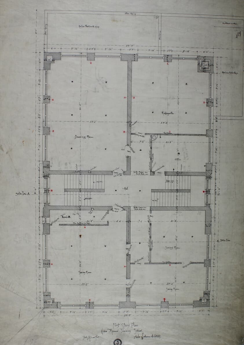 Hebrew Manual Training School, Chicago, Illinois, First Story Plan — Adler and Sullivan