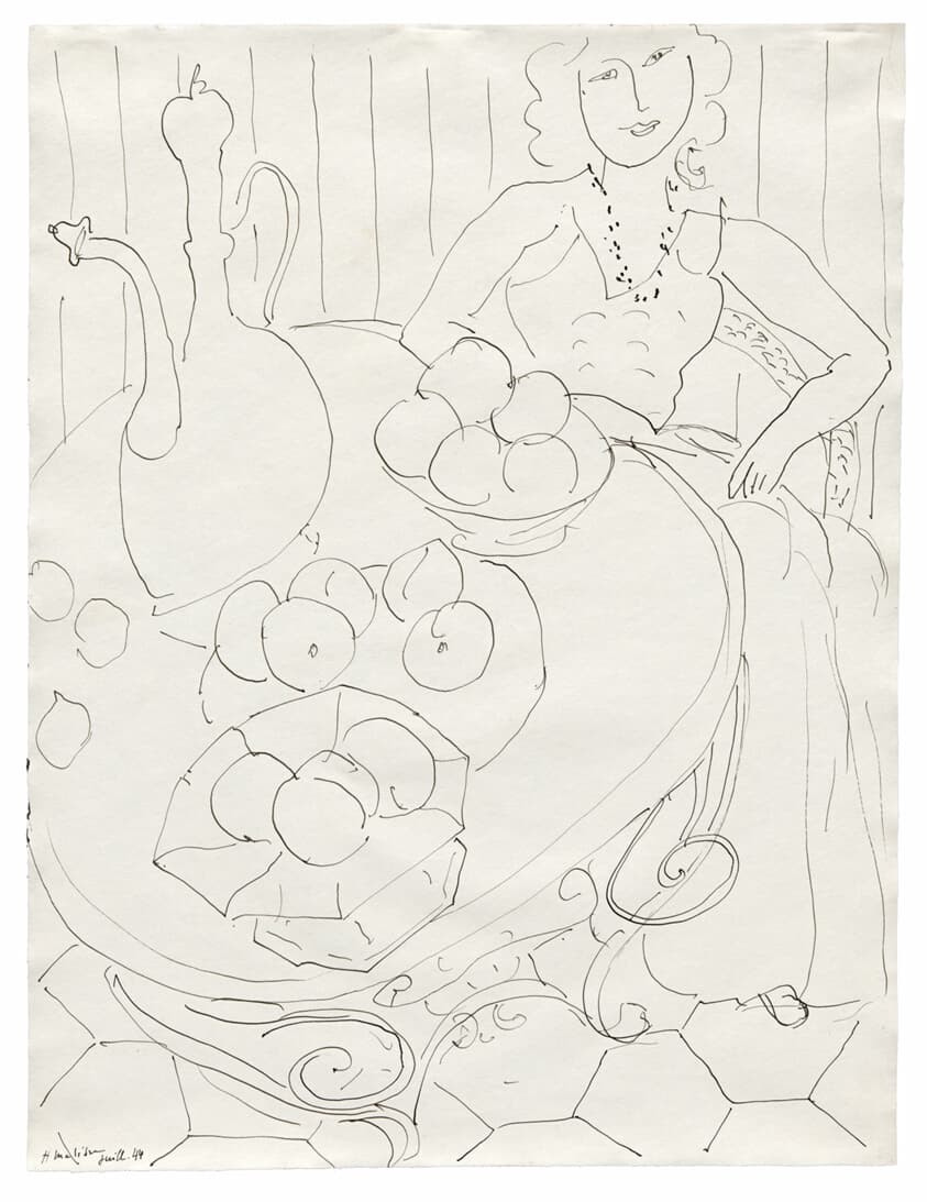Woman Seated at a Table with Fruit and Pitcher — Henri Matisse