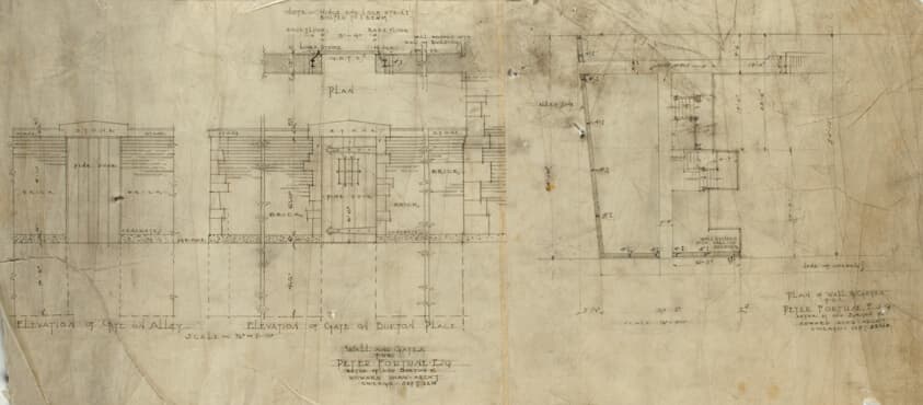 Peter Fortune, Residence: Plan of Wall and Gates — Howard Van Doren Shaw