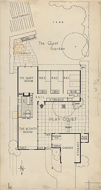 Small Homes Guide, Homes for Our Children, Plot and Floor Plan — Lloyd Morgan Yost