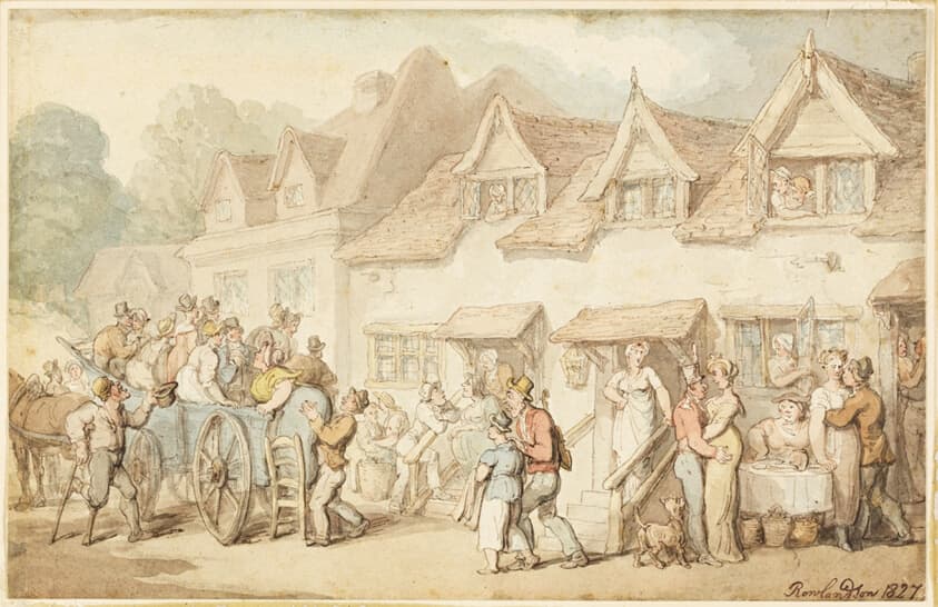 Coach Changing Horses — Thomas Rowlandson