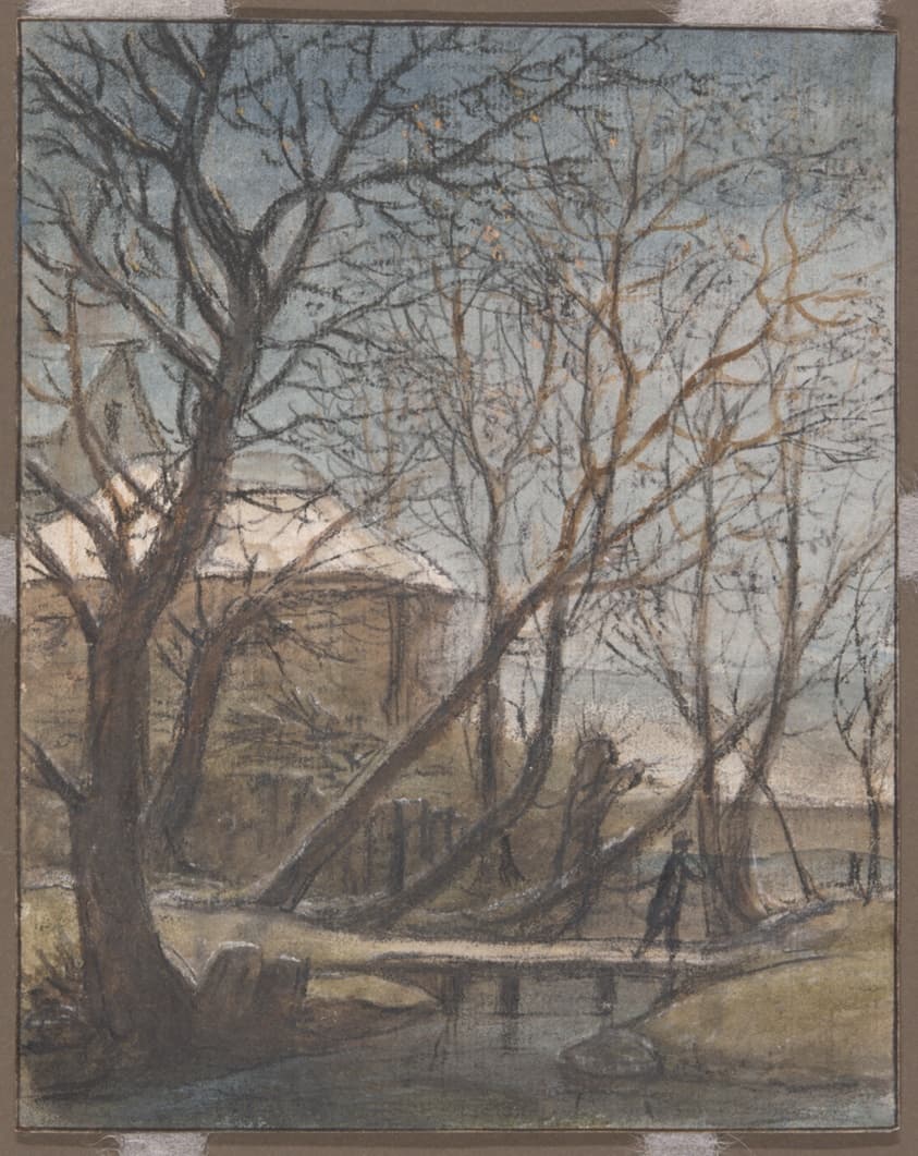 Winter Landscape with a Man Crossing — Anthonie Waterloo