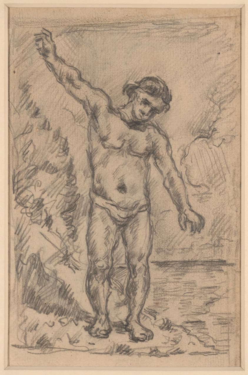Bather With Outstretched Arms (recto); Study of a Tree (verso) — Paul Cézanne