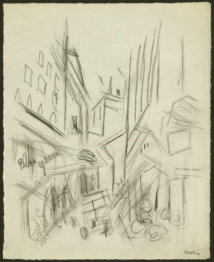 Downtown, New York City (with color notes) — John Marin