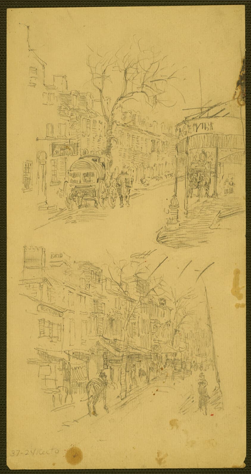 Two Street Scenes (recto); Figure Studies (verso) — John Marin