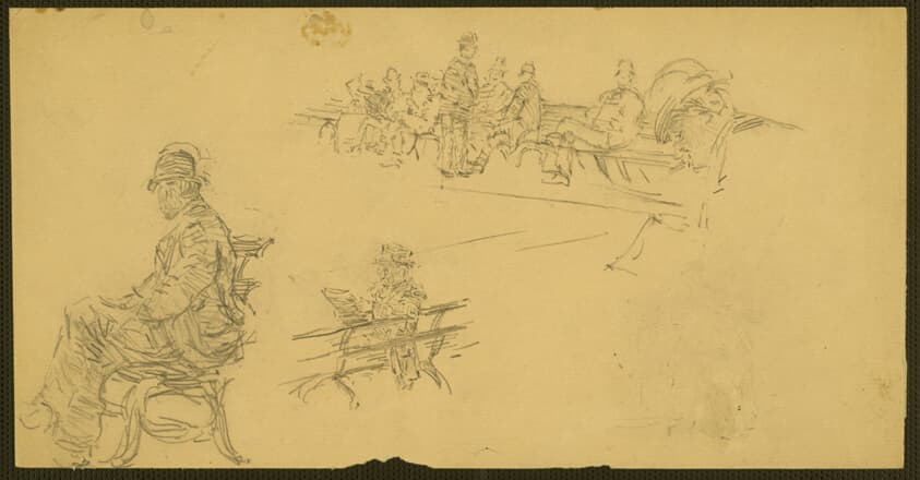 Studies of Figures on Benches — John Marin