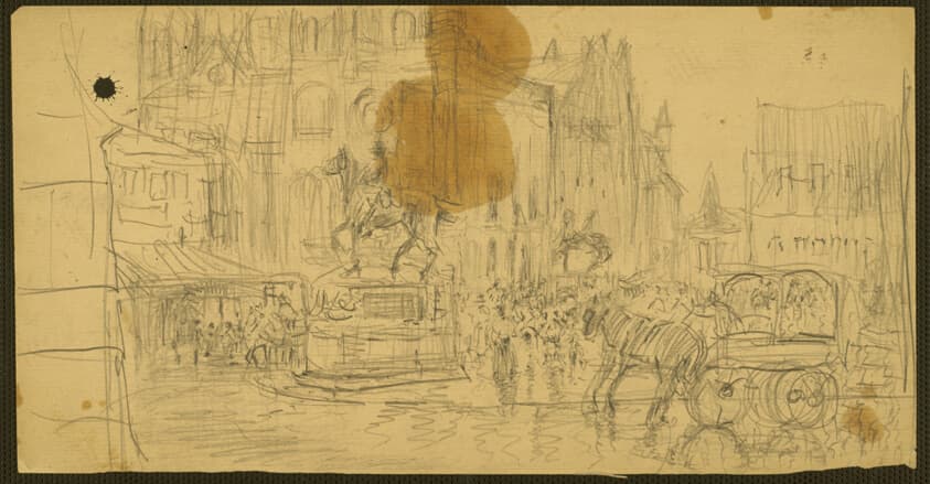 Downtown with Statue — John Marin