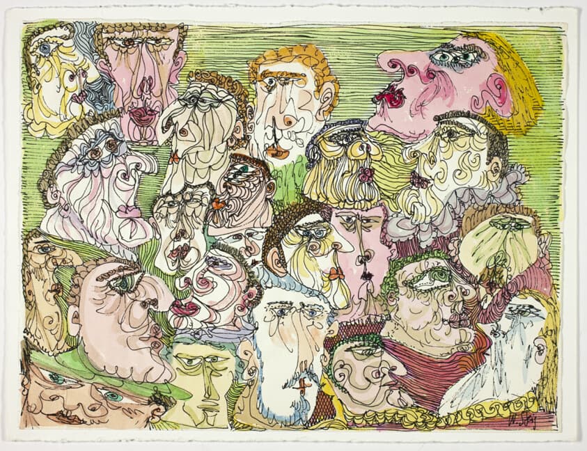 Untitled (Heads on Green Background) — William Steig