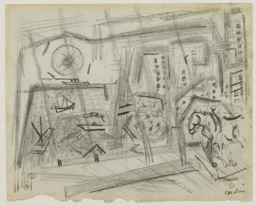 Study for the Red Sun, Brooklyn Bridge — John Marin