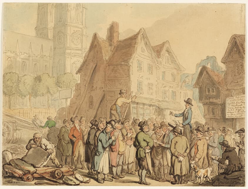 Demolition of Old Houses to the North of Westminster Abbey — Thomas Rowlandson