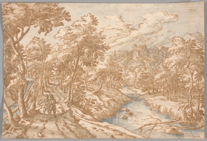 Landscape with Two Men Walking — Tobias Verhaecht
