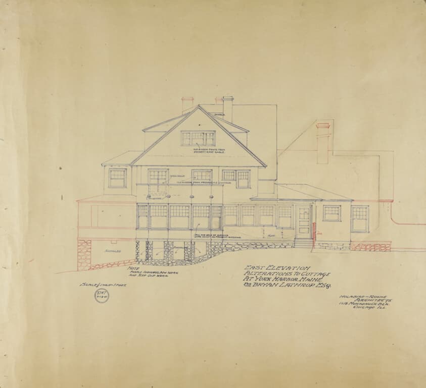 Byron Lathrop House Alteration, York Harbor, Maine, East Elevation — Holabird and Roche