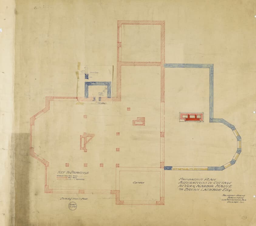 Byron Lathrop House Alteration, York Harbor, Maine, Foundation Plan — Holabird and Roche