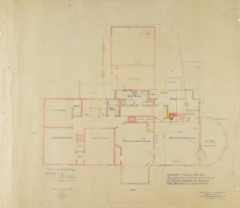 Byron Lathrop House Alteration, York Harbor, Maine, Second Floor Plan — Holabird and Roche