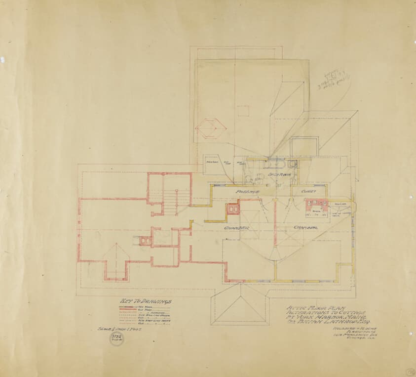 Byron Lathrop House Alteration, York Harbor, Maine, Attic Floor Plan — Holabird and Roche