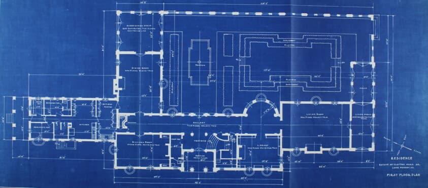 Clayton Mark House, Lake Forest, Illinois, First Floor Plan — Howard Van Doren Shaw