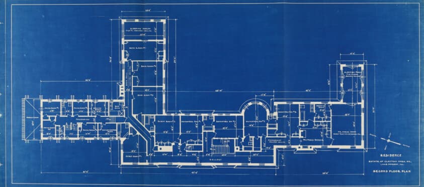 Clayton Mark House, Lake Forest, Illinois, Second Floor Plan — Howard Van Doren Shaw