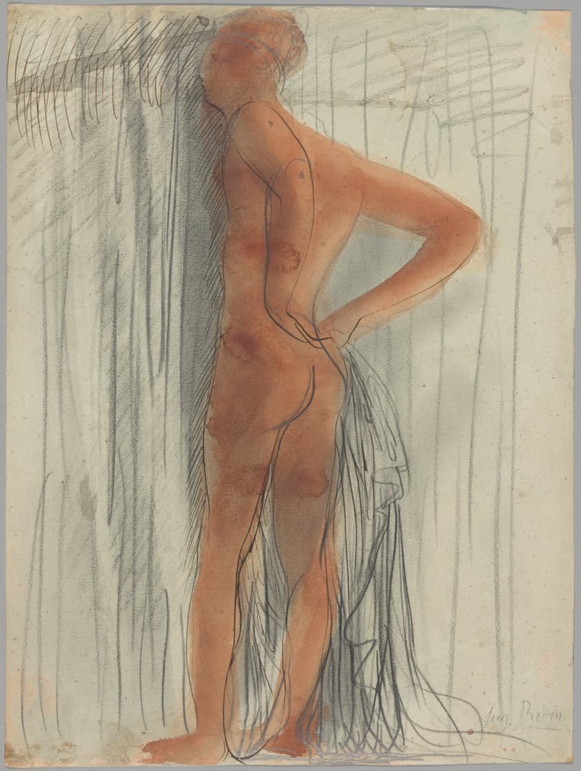 Nude Woman Standing, Seen from the Back with Her Hands on Her Hips — Auguste Rodin