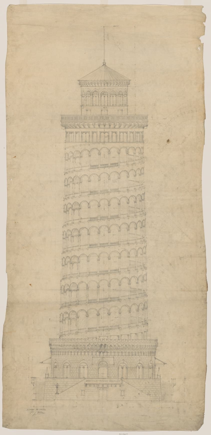 Partello Tower Company/Elevated Electric Railroad Tower, World's Columbian Exposition, Elevation — Peter Joseph Weber