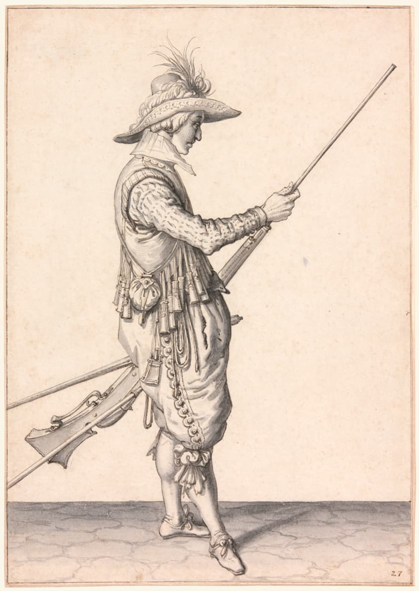 A Soldier Loading a Musket, "Ramme in Your Pouder" — Jacques de Gheyn II