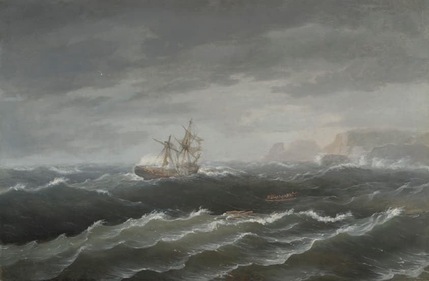 Shipwreck near a Rocky Coast — Thomas Birch