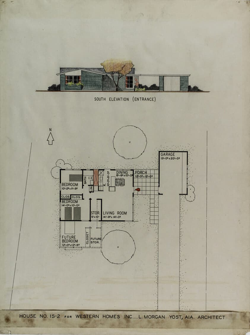 Western Homes, House No. IS-2, Highland Park, Illinois, Presentation Drawing — Lloyd Morgan Yost