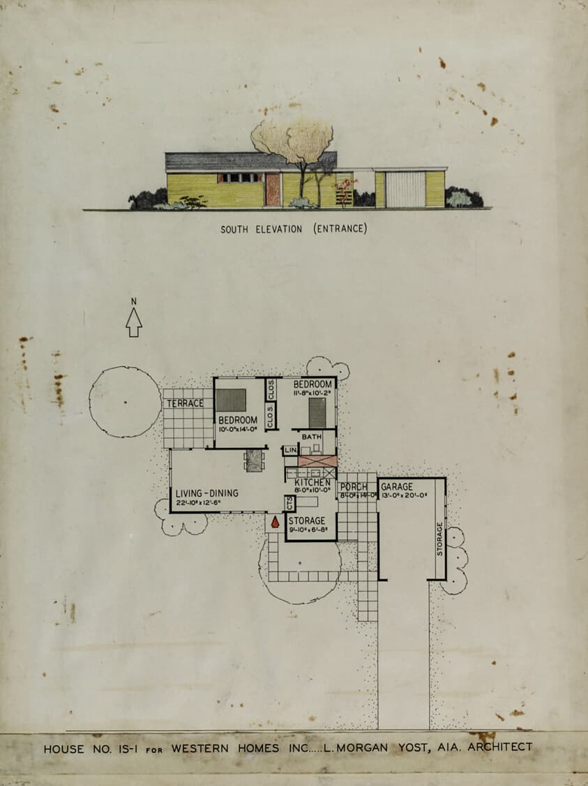 Western Homes, House No. IS-1, Highland Park, Illinois, Presentation Drawing — Lloyd Morgan Yost
