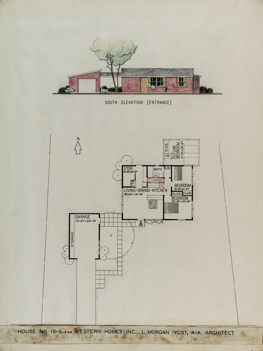 Western Homes, House No. IS-5, Highland Park, Illinois, Presentation Drawing — Lloyd Morgan Yost