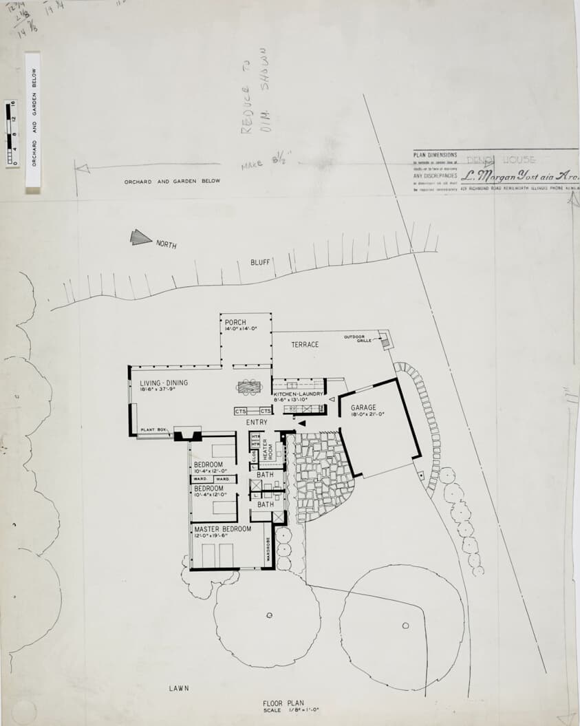 Norman C. Deno House, Highland Park, Illinois, Floor Plan — Lloyd Morgan Yost