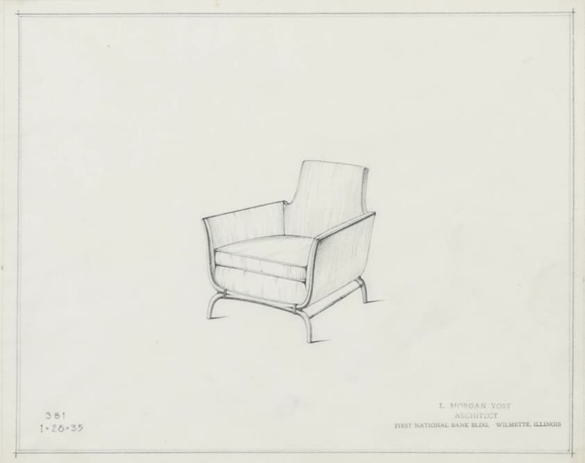 Furniture Design, Upholstered Chair, Wilmette, Illinois, Design Drawing — Lloyd Morgan Yost